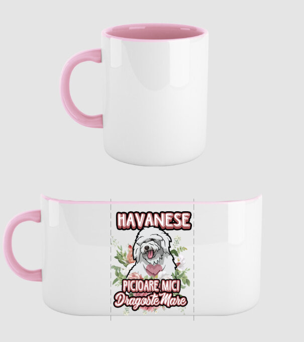 havanese : picioare mici dragoste mare model roz deschis pe tricou