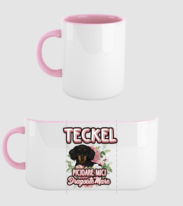 teckel : picioare mici dragoste mare model roz deschis pe tricou