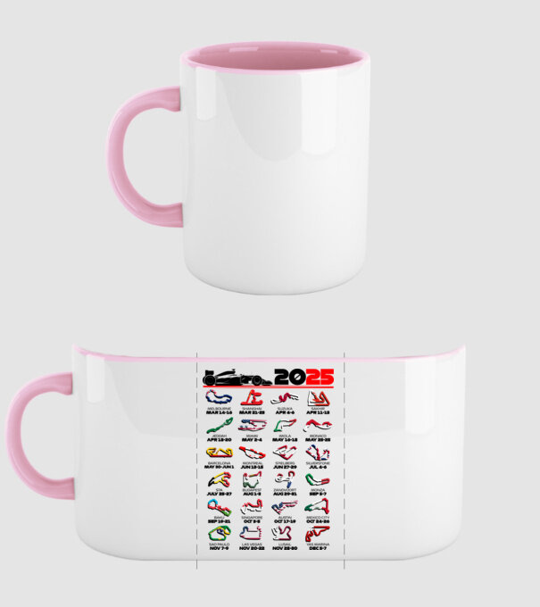 F1 calendar 2025 Alb model roz deschis pe tricou