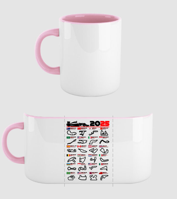 F1 calendar 2025 model roz deschis pe tricou