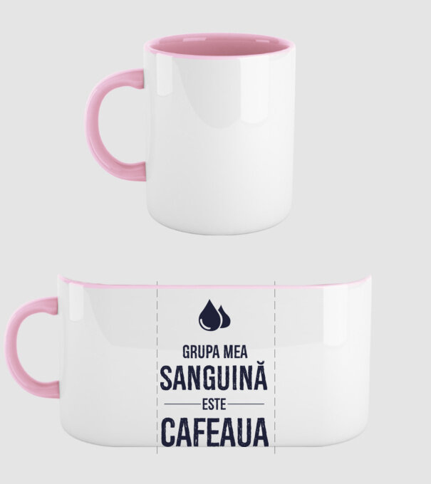 Grupa mea sanguină este cafeaua model roz deschis pe tricou