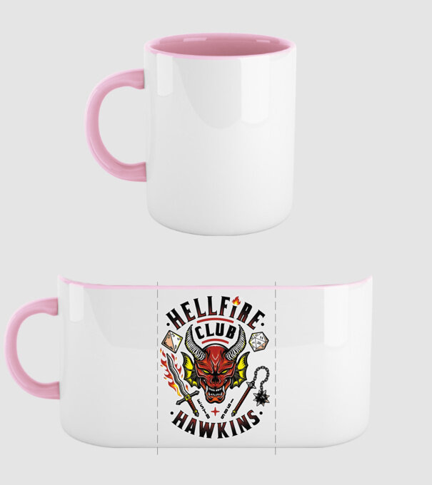 hellfire club hawkins model roz deschis pe tricou