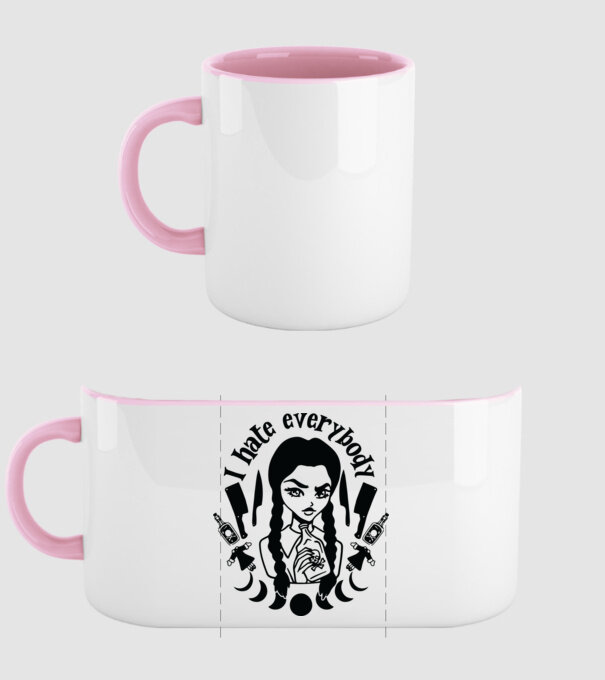 I hate everybody cartoon model roz deschis pe tricou