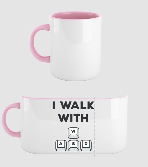 I Walk with WASD model roz deschis pe tricou