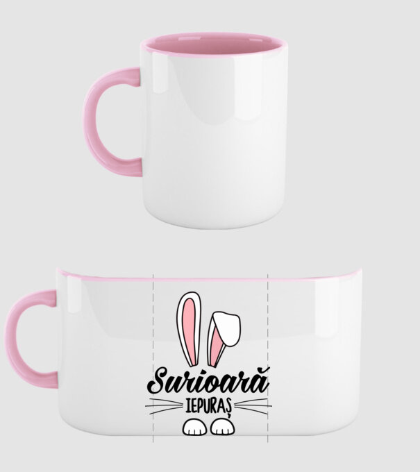 Iepuraș surioară model roz deschis pe tricou