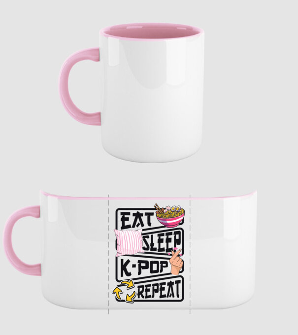 K-POP EAT SLEEP model roz deschis pe tricou