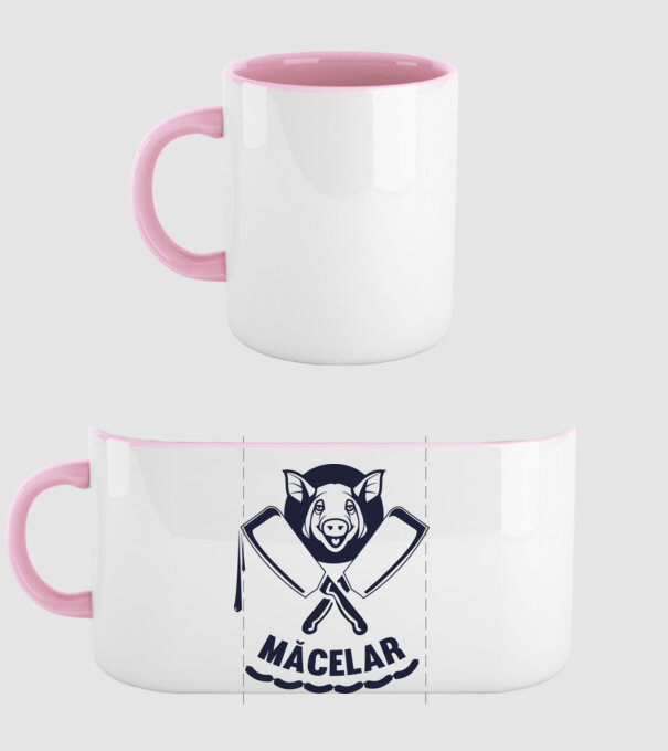 măcelar model roz deschis pe tricou