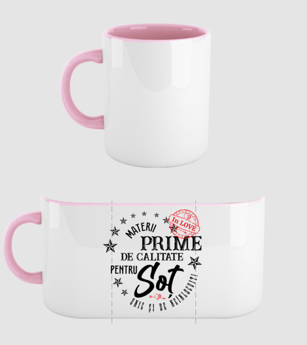 Materii prime de calitate pentru soț model roz deschis pe tricou