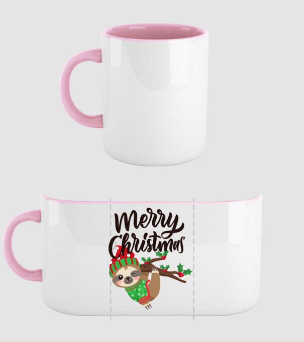 Merry christmas sloth model roz deschis pe tricou