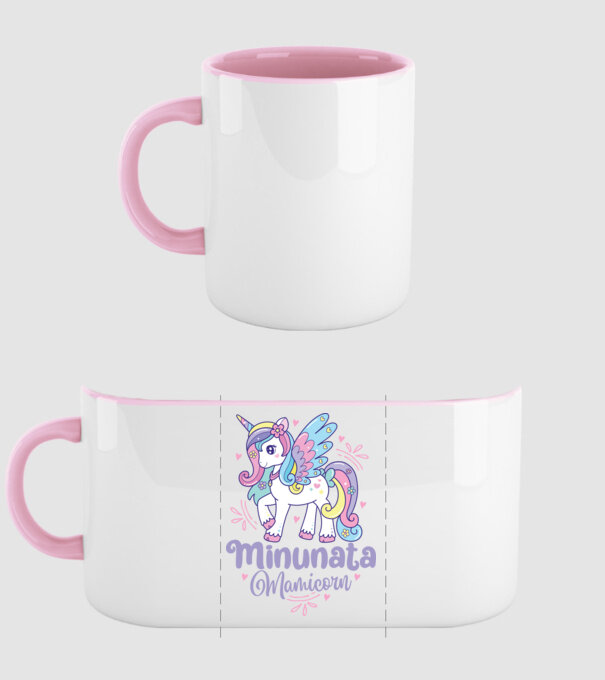 Minunata Mamicorn model roz deschis pe tricou