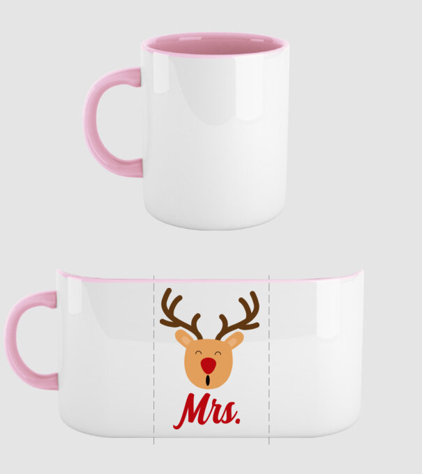 Mrs Reindeer christmas couple model roz deschis pe tricou