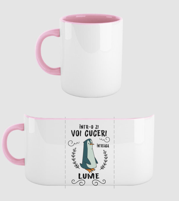 Într-o zi voi cuceri întreaga lume model roz deschis pe tricou