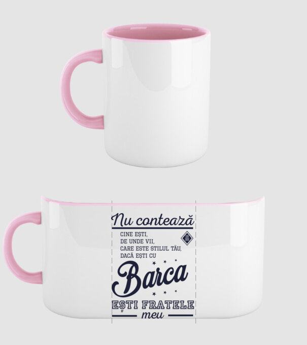 nu contează cine ești, de unde vii, care este stilul tău, dacă ești cu Barca, ești fratele meu model roz deschis pe tricou