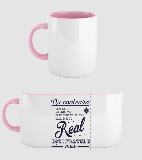 nu contează cine ești, de unde vii, care este stilul tău, dacă ești cu Real, ești fratele meu model roz deschis pe tricou