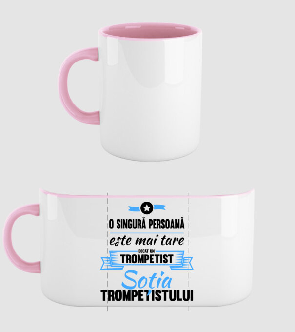 numai o persoană este mai tare decât un trompetist, soția trompetistului model roz deschis pe tricou