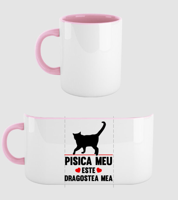 Pisica mea este dragostea mea model roz deschis pe tricou