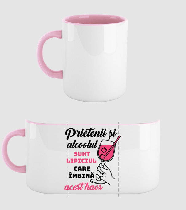 Prietenii și alcoolul sunt lipiciul care îmbină acest haos model roz deschis pe tricou
