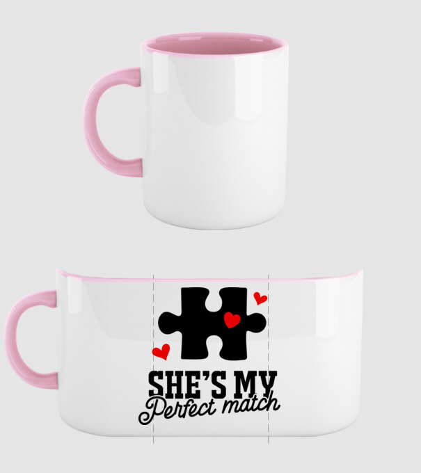 She is my perfect match model roz deschis pe tricou