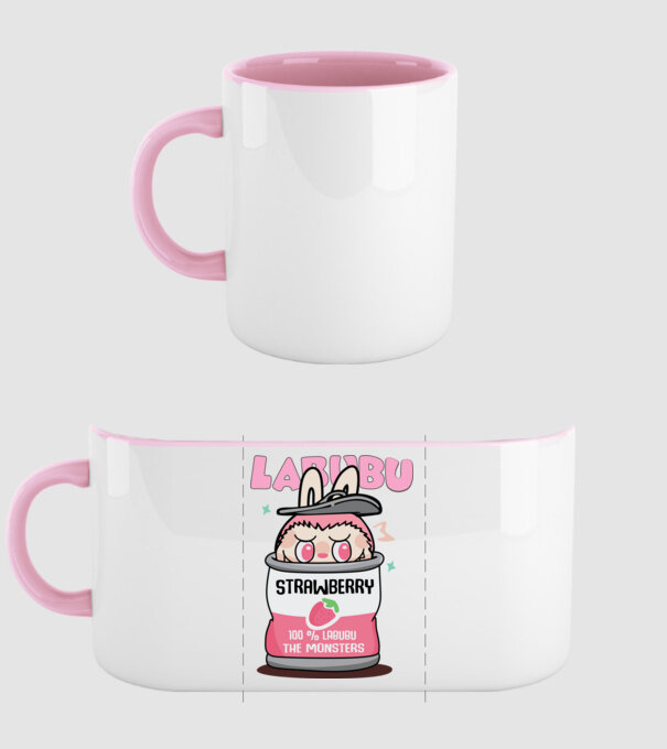 Strawberry Labubu model roz deschis pe tricou