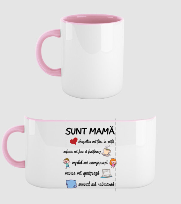 Sunt mamă, dragostea mă ține în viață, cafeaua mă face să funcționez, copilul mă energizează, munca mă epuizează, somnul mă reîn model roz deschis pe tricou