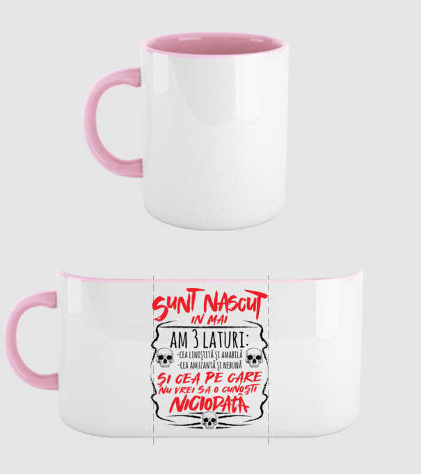 Sunt născut în mai, am 3 laturi model roz deschis pe tricou