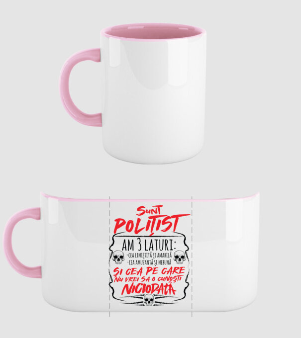 sunt polițist am 3 laturi model roz deschis pe tricou