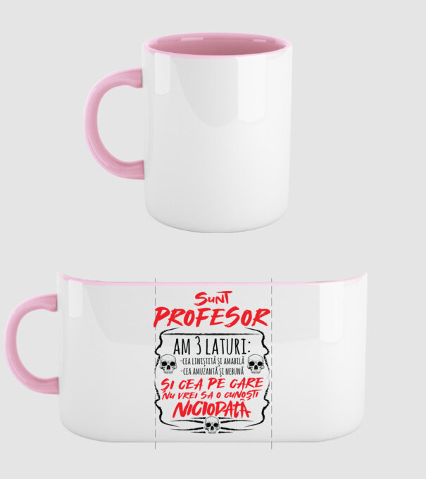 sunt profesor, am 3 laturi model roz deschis pe tricou