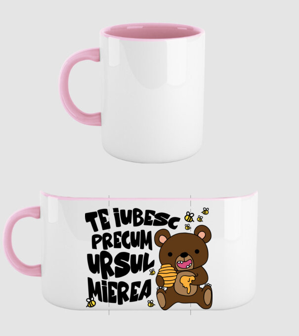 te iubesc precum ursul mierea model roz deschis pe tricou