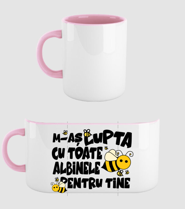 m-aș lupta cu toate albinele pentru tine model roz deschis pe tricou