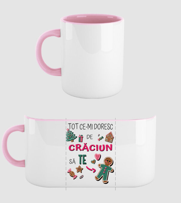 Tot ce-mi doresc de Crăciun să TE om alb model roz deschis pe tricou
