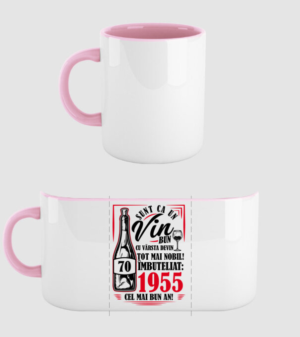 Un Vin Bun 1955 - Alb model roz deschis pe tricou