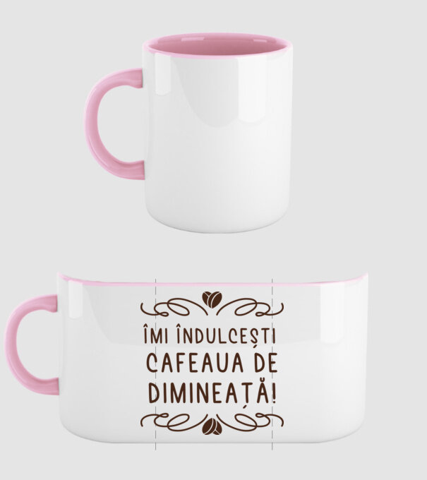 Valentine îmi îndulcești cafeaua de dimineață model roz deschis pe tricou