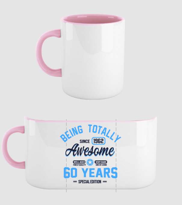 60 years of being totally awesome model roz deschis pe tricou
