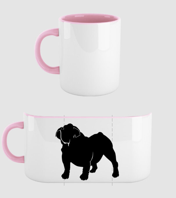 Bulldog englezesc model roz deschis pe tricou