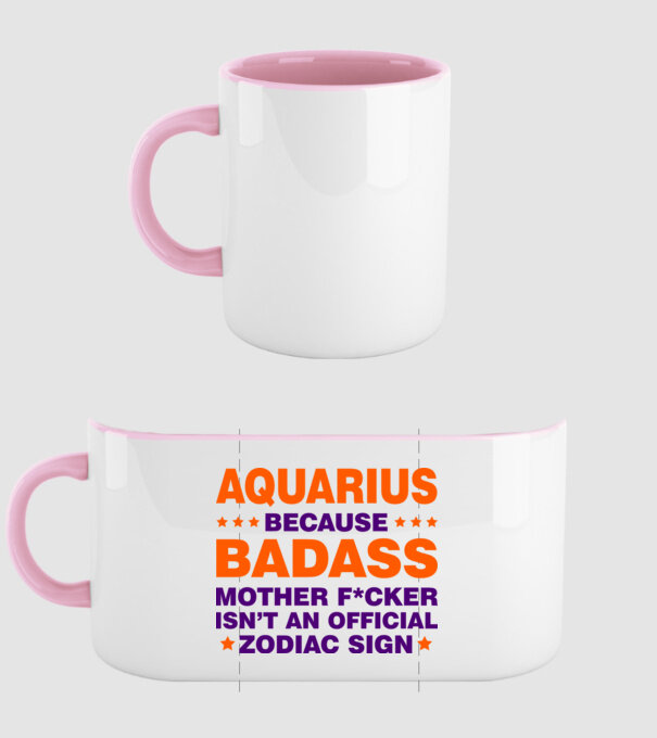 Badass zodiac AQUARIUS model roz deschis pe tricou
