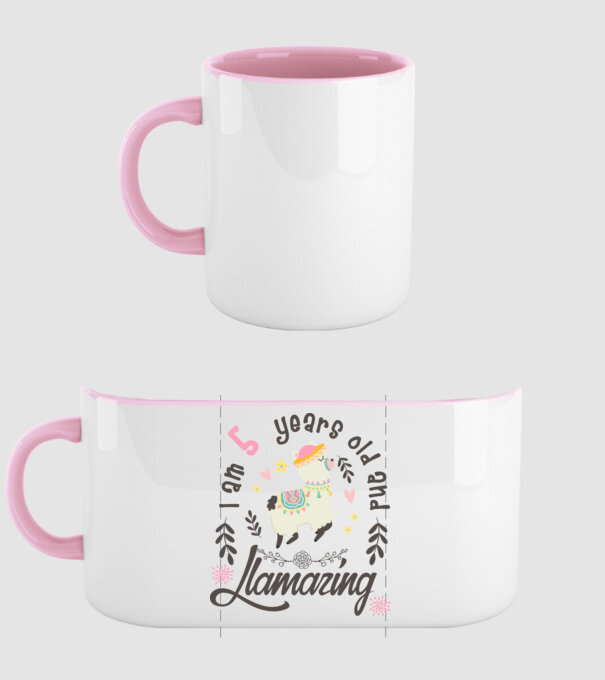 Birthday Llamazing 5 years old model roz deschis pe tricou
