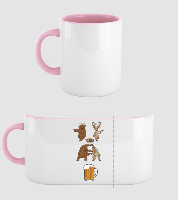 Bear deer beer model roz deschis pe tricou