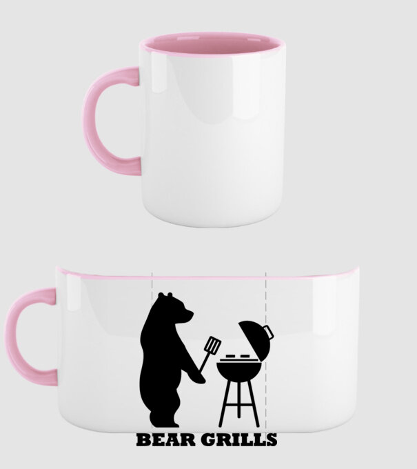 Bear Grills model roz deschis pe tricou