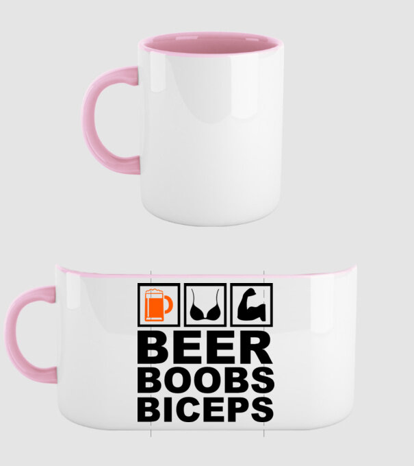 Beer Boobs Biceps model roz deschis pe tricou