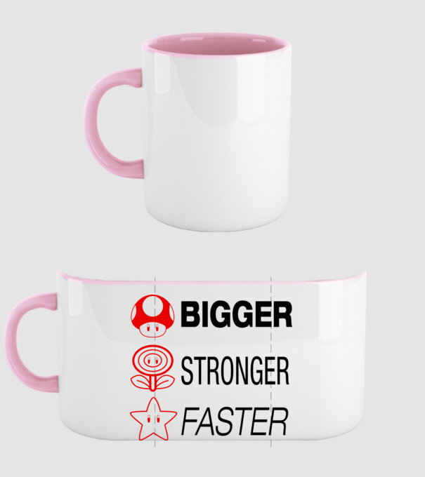 bigger stronger faster model roz deschis pe tricou