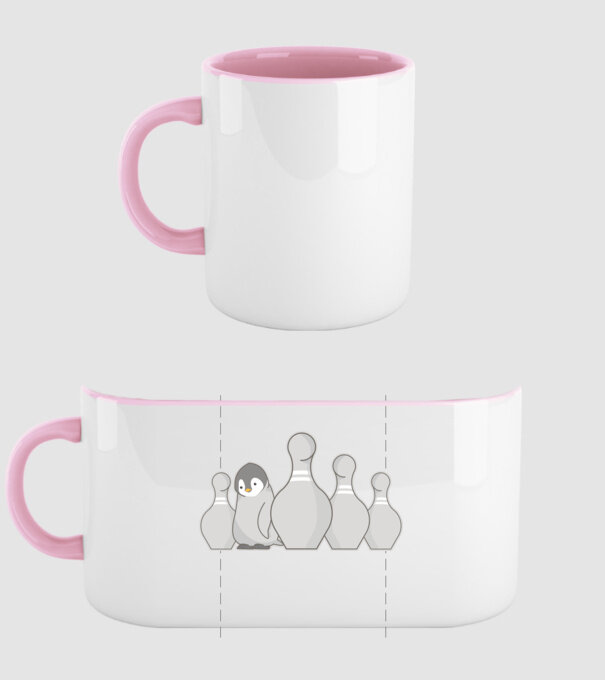 Bowling pinguin model roz deschis pe tricou