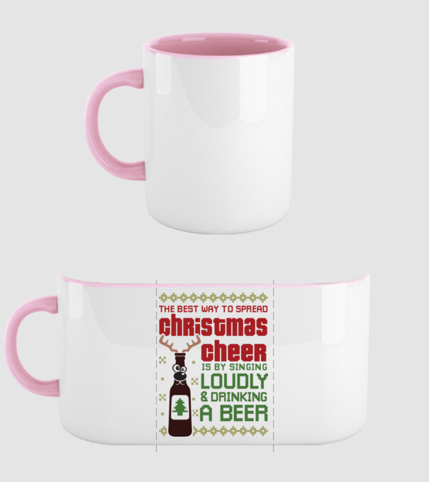 Christmas cheer beer pulovăr urât model roz deschis pe tricou