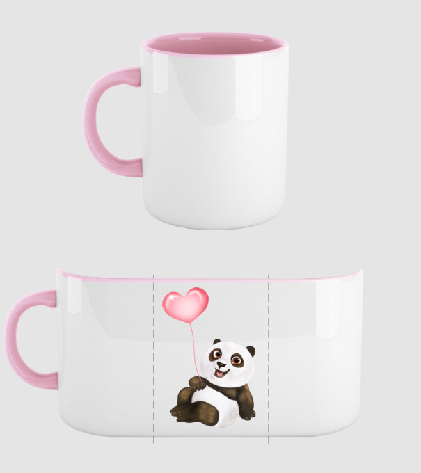 Cute panda with heart model roz deschis pe tricou