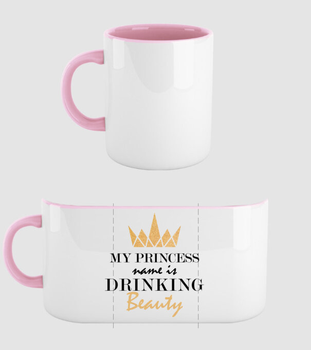 Drinking beauty gold model roz deschis pe tricou