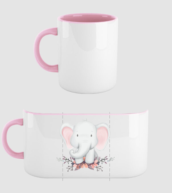 Elefant cu flori model roz deschis pe tricou