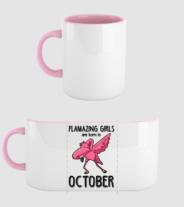 Flamazing girls are born in october black model roz deschis pe tricou