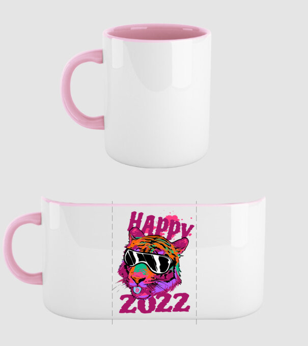Happy 2022 tiger model roz deschis pe tricou