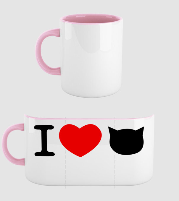 I love Pisică model roz deschis pe tricou