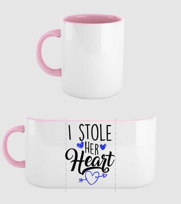 Cuplu I stole her heart model roz deschis pe tricou