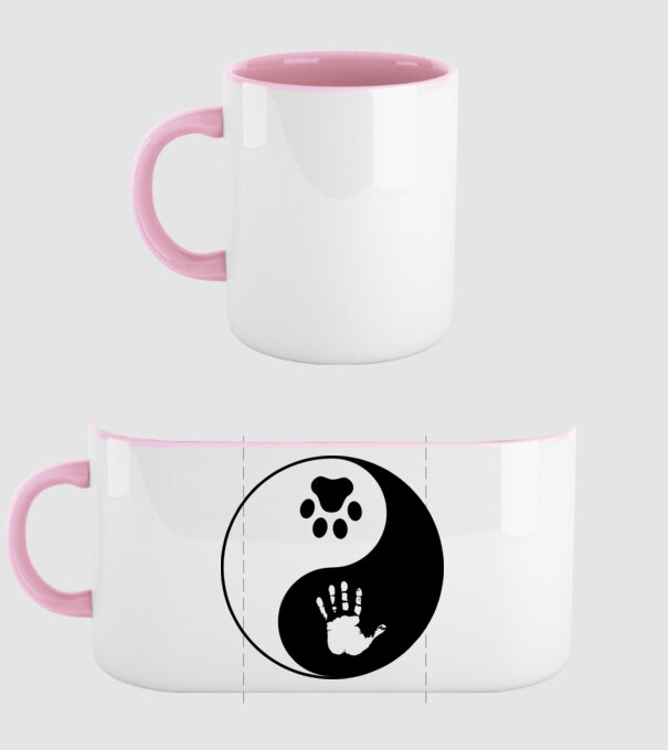 Yin-Yang Dog model roz deschis pe tricou